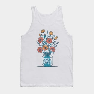 Orange Flowers in a Mason Jar Tank Top